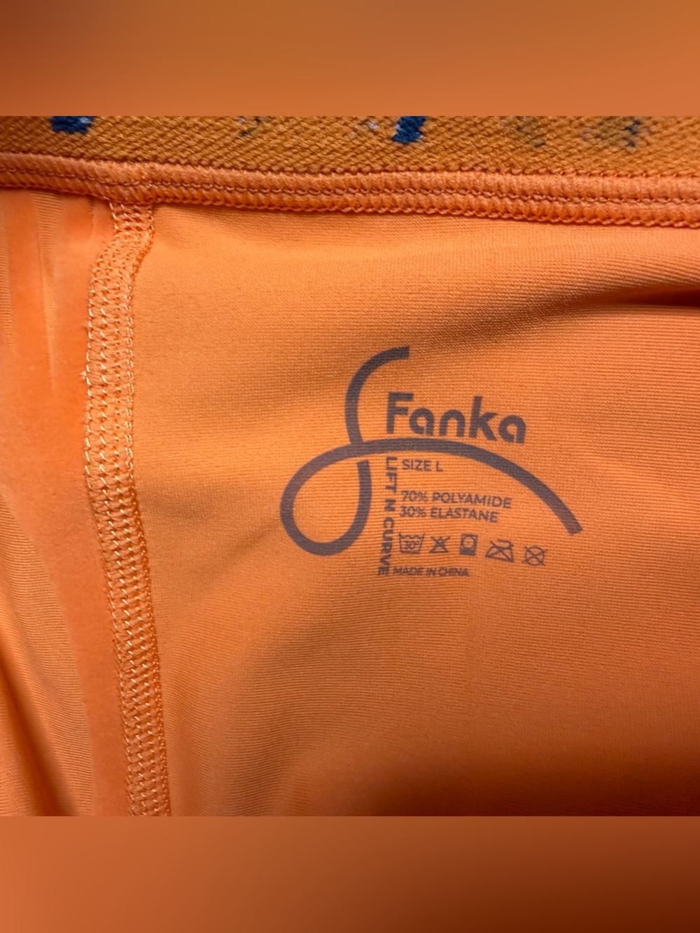 Fanka Body Sculpt Patterned Waistband Biker shorts Large Orange Lift pockets - Picture 13 of 14